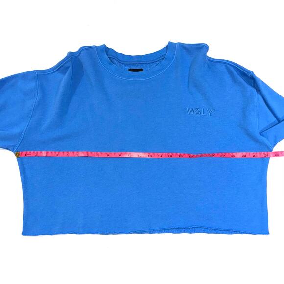 WSLY Bandier Ecosoft Tide Pool Blue Cropped Crewneck Sweatshirt Size Small - Picture 8 of 10